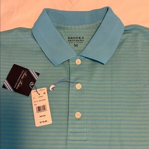 Brooks Brothers Men's Aqua Striped Polo